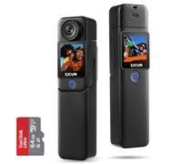 SJCAM C300 4K 7Hr Dual Touch Screen 2-in-1 Vlogging Camera,170°FOV Wearable Body Cam & handheld camera with 64GB Card | 6-Axis Stabiliser,8x Zoom,3800mAh Pocket Action Camera for Live Streaming,Black