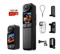 SJCAM C300 4K Action Camera,7H Power,Dual Touch Screen,170°FOV Pocket handheld camera,6-Axis Stabiization POV cam,8x Zoom Wearable Body Cam,3800mAh Vlogging Camera for Live Streaming,64G card,Black