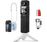 SJCAM C300 4K Vlogging camera for Youtube Creators,Handheld Action Camera,7Hour Power,170° Wide FOV Video Recording,6-Axis Stabilization,Dual-Touch Screen Body Camera,30M Waterproof,Black 64G card