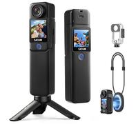 SJCAM C300 4K Vlogging Video Camera,Pocket Action Camera Waterproof,7Hour Power,6-Axis Stabilization Camcorder,Dual-Touch Screen 154° FOV Travel Handheld Camera for Live Streaming with Kits, Black