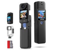 SJCAM C300 Pocket Travel Action Camera 4K,7Hour Power,154° Wide FOV Video Recording,6-Axis Stabilization,Dual-Touch Screen Body Camera,30M Waterproof,Vlogging and Youtube Live Streaming,Black 64G card