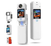 SJCAM C300 POV Pocket Camera 4K,7H Power, 6-Axis Stabilization Action Camera,Dual-Touch Screen Body Camera,30M Waterproof Body Cam for Vlogging and Live Streaming,with Helmet Mount Kits,White,Gifts