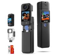 SJCAM C300 Vlog Pocket Camera 4K, 7H Power,6-Axis Stabilization Action Camera, Dual-Touch Screen Body Camera,30M Waterproof Body Cam for Vlogging and Live Streaming,with Helmet Mount Kits, Black,Gifts