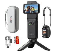 SJCAM C400 4K 2.29"+1.3" Dual Touch Screen Pocket Camera with 7 Hour Battery,170°FOV Body Cam,30M Waterproof Action Cam,6-Axis Stabiliser,4250mAh Vlogging Camera for YouTube,64GB Card,Black