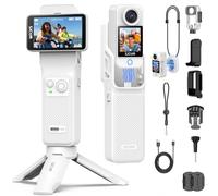 SJCAM C400 4K YouTube Creator Vlogging Camera,7H Battery Handle,3-in-1 Handheld Wearable Travel Camera with 2.29" Touchscreen, 6-Axis Stabilization,30M Waterproof Camara para grabar contenido,White