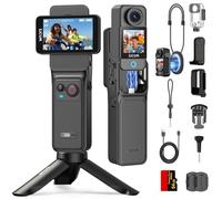 SJCAM C400 Creators Content Combo,64GB Card, 4K Pocket Handheld Action Camera, 7H Power, 6-Axis Stabilisation, Waterproof, 2.29'' Touch Screen Travel Video Camera for Recording, Camcorder, Black