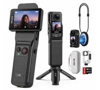 SJCAM C400 Vlogging Camera 64GB, 4K Pocket Vlog Action Camera, 7 Hour Power | 2.29" Rotating & 1.3" Touchscreens, Waterproof POV Body Camera with 6-Axis Stabiliser, 8x Zoom & 154° FOV for YouTube Travel