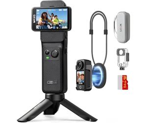 SJCAM C400 Vlogging Creators Combo, with 64GB Card, 4K Pocket Handheld Action Camera, 7H Power, 6-Axis Stabilisation, Waterproof, 2.29'' Touch Screen Travel Video Camera for Recording, Camcorder