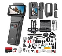 SJCAM C400 Vlogging Standard Combo, 64GB Card, 4K Pocket Handheld Action Camera, 7H Power, 6-Axis Stabilisation, Waterproof, 2.29'' Touch Screen Travel Video Camera for Recording, Camcorder