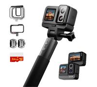 SJCAM SJ20 Action Camera 4K Dual Lens Super Night Vision,F2.0&F1.3| 8-hour with Battery Grip&64GB Card,30M Waterproof Underwater Camera,6-Axis Stabilisation,Sports Camera with Underwater Modes,Black