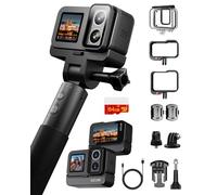 SJCAM SJ20 Dual Lens 4K Action Camera with Handle&64GB Card,8-hour 30M Waterproof Underwater Camera Snorkeling,6-Axis Stabilisation,F2.0 | WIFI Vlogging Camera,Sports Cam,Black