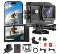 SJCAM SJ4000 4K Action Camera,40MP EIS Stabilization,3-Axis Motorcycle Helmet Sport Camera, 170° FOV | 30M Waterproof Underwater Camera, 5X Zoom,Dual Batteries