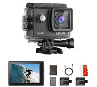 SJCAM SJ4000 4K Action Camera with 64GB Card,40MP EIS Stabilization,3-Axis Motorcycle Helmet Sport Camera, 170° FOV | 30M Waterproof Underwater Camera, 5X Zoom,Dual Batteries