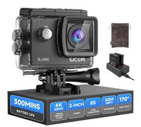 SJCAM SJ4000 Pro-Grade 4K Action Camera, 40MP 3-Axis EIS Stabilization Motorcycle Sport Camera, 170°FOV Waterproof Camera Underwater, 5X Zoom, Helmet Kit,for Surfing and Skiing,Hiking