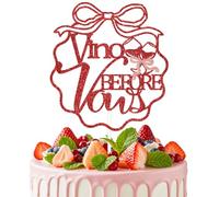 SJcysrilla Vino Before Vows Cake Topper Vino Before Vows Bachelorette Decor Wine Themed Bridal Shower Party Decorations Red Glitter