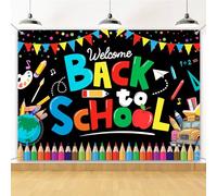 SJcysrilla Welcome Back to School Backdrop 7x5ft Happy 1st Day of School Party Photo Booth Props Decor Sign