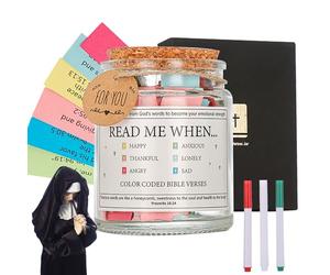 SJDOFU Bible Verse Jar with 90 Coloring Scriptures, 3 PCS Tagper Pen, Glass, Transparent