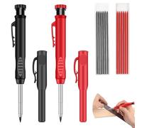 SJDOFU Mechanical Carpenters Pencil Set with 12 Refills, 2.8mm Graphite Pencils, Deep Hole Woodworking Pencils, Construction Pencils with Built-In Sharpener