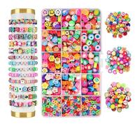 SJDOFU Polymer Clay Beads Kit, 15 Style Clay Beads Bracelet Making Kit, 990 Friendship Bracelet Making Kit for Jewelry Earrings Making with Pendant Charms Kit