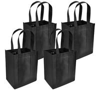 SJDOFU Wine Carrier, 4 PCS Bottle Carrier for 6 Bottles Reusable Wine Bottle Holder Bag with Carry Handle Compartment for Storing Carrying Wine Beer Champagne