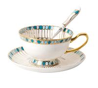 sjdoPulse Bone China Teacup Coffee,Cup For Breakfast, Coffee Cup Bone China Coffee Cup And Saucer Bone China Coffee Set Ceramics Afternoon Tea Red Tea Cup Continental Coffee Set (A)