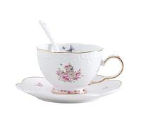 sjdoPulse Coffee Cup Reinforced Ceramic Afternoon Flower Tea Cup And Saucer Set Latte Cup Hanging Ear Coffee Mug Suitable For Home Gift Office