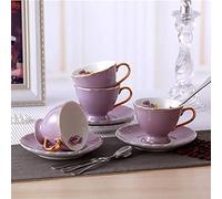 sjdoPulse Court Style Porcelain Coffee Cups Sets Tea Cup And Saucers Set White Tea Coffee Mugs 100Ml Cappuccino Cups For Home Office