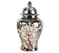 sjdoPulse Decorative Jar Ginger Jar Vase Decor Ceramic Vases Silver Ginger Jars With Lid For Home Decor Tree Pattern Porcelain Temple Jar Ginger Jars Storage Jar