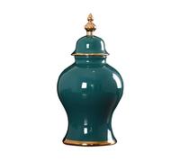 sjdoPulse Decorative Jar Ginger Jar Vase Decor Green Ceramic Ginger Jar Vases With Gold Trim Vintage Rural Porcelain Flower Vase Ginger Jar With Lid Ginger Jars Storage Jar