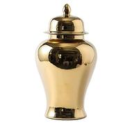 sjdoPulse Decorative Jar Ginger Jar Vase Decor Modern Gold Ceramic Ginger Jar With Lid, Decorative Porcelain Jars Temple Jar With Lids, Flower Vases Decor Ginger Jars Storage Jar