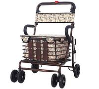 sjdoPulse Folding Rollator Rollator Walkers Bariatric Rollator Walker Heavy Duty with Large Padded Seat,Sitting Surface 47Cm Wide,Use Double Brake System,Height Adjustable(Red)
