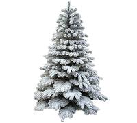 sjdoPulse Premium Artificial Christmas Tree Flocked Snow Spruce Hinged Xmas Decorated Trees Feel-Real Unlit For Holiday-Green 6.8Ft