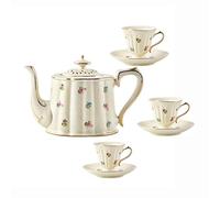 sjdoPulse Teapot Set Ceramic,Afternoon Tea Set Tea Set For Adults Porcelain Coffee Cups And Saucers Bone China Pink Teapot Sets Old Country Roses Teapot 7 Pieces (B)