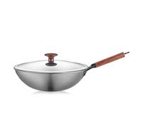 sjdoPulse Titanium and Ceramic Nonstick Wok Pan with Lid,Woks & Stir Fry Pans with Stay-Cool Handle,Flat Bottom Wok Suits for Induction, Electric, Halogen, All Stoves (A 30cm)