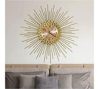 sjdoPulse Wall Clock Art Clock Decorative Wrought Iron Sunburst Hanging Wall Clocks,Large Silent Non-Ticking Quartz Wall Clock Decor for Living Rooms Office Cafe Hotel,Silver,70cm,Gold,70CM