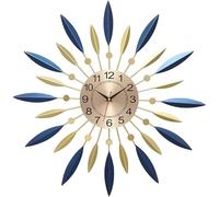 sjdoPulse Wall Clock Modern Art Wall Clock 24In Large Metal Wall Clock, Wall Clock, Mid Century Wall Clock, Large Metal Wall Clock Sunburst Decoration for Home Kitchen Living Room Blue,Blue,60cm