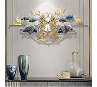 sjdoPulse Wall Clock Modern Art Wall Clock Metal Wall Clock, Silent Non Ticking Wall Clock Large Ginkgo Leaf Design Quartz Decor Clocks 3D Art Wall Clock for Living Room Kitchen Bedroom,A,82 * 41cm