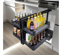 SJDUYD Blind Corner Cabinet Pull Out Organizer,2 Tier 4 Shelf Kitchen Cabinet Organizer,Left Open and Right Open Storage Rack Kitchen for Corner Cupboards 800mm