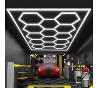 SJDUYD Hexagon Led Ceiling Wall Car Workshop Honeycomb Working Garage Lamp,Honeycomb LED Lights,6500K Color Temperature,Workstation and Workshop Lighting 14 HEX with Frame