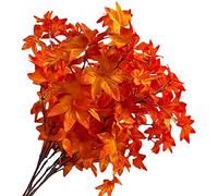 SJDWDX 4PCS Artificial Maple Leaves Branches, 85cm Artificial Maple Leaves Fake Fall Bundles UV Resistant Faux Autumn Red Branches for Christmas Decor Fireplace Home Table Centerpieces