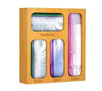 SJDWDX Bamboo Ziplock Bag Storage Organizer for Drawer, Food Storage Bag Organizer Compatible with Gallon, Quart, Sandwich, Snack Variety Size Ziplock Bags