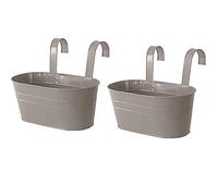 SJDWDX Flower Pots, 2 Pcs Metal Iron Oval Hanging Flower Pots, Removable Hanging Planters Flower Holders with Detachable Hook for Windows, Fences, Balconies, Gardens and Terraces