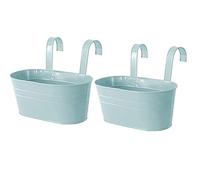 SJDWDX Flower Pots, 2 Pcs Metal Iron Oval Hanging Flower Pots, Removable Hanging Planters Flower Holders with Detachable Hook for Windows, Fences, Balconies, Gardens and Terraces