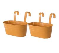 SJDWDX Flower Pots, 2 Pcs Metal Iron Oval Hanging Flower Pots, Removable Hanging Planters Flower Holders with Detachable Hook for Windows, Fences, Balconies, Gardens and Terraces