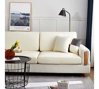 SJH High Stretch Sofa Cover with Waterproof PU Leather Non Slip Slipcover Furniture Protector for 2 3 4 Seater,Fitted Chair Cushion Seat Patio Couch Slipcover, Beige