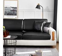 SJH High Stretch Sofa Cover with Waterproof PU Leather Non Slip Slipcover Furniture Protector for 2 3 4 Seater,Fitted Chair Cushion Seat Patio Couch Slipcover, Black