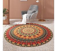 SJH Office Chair Mat Gaming Chairmat for Hardwood Floor Carpet/Floor,Anti Slip Carpet Protector,Extra Large Floor Mat,Round Rug Circular Carpet, Red Boho