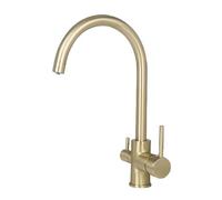 SJHDHDA Kitchen Sink Tap 3 Way Kitchen Taps Double Handle Swivel Stainless Steel Kitchen Sink Mixer Tap 3 Way-Brushed Gold Learned extensively