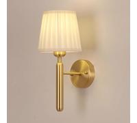 SJHDHDA Brass Wall Light Pleated Fabric Wall Sconce Modern Wall Lamp Bedside Sconces Wall Lighting Fixture Bedroom Headboard Lamps E27 Wall Lights for Living Room Hallway Learned extensively