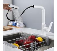SJHDHDA Kitchen Taps Pull Out White Swivel Stainless Steel Kitchen Sink Taps Pull Out-White Learned extensively